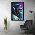 Quadro Astronauta Macaco Moldura Cx Alta 100x66cm - Moldura P