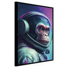 Quadro Astronauta Macaco Moldura Cx Alta 100x66cm - Moldura P