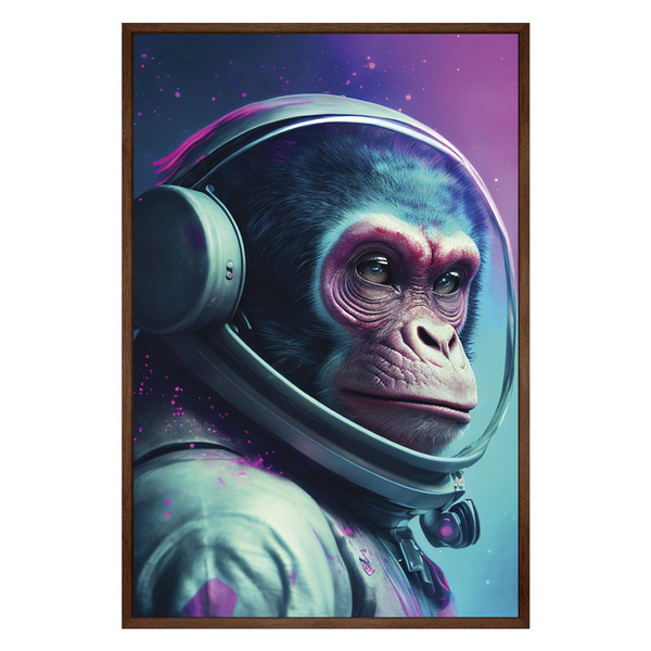 Quadro Astronauta Macaco Moldura Cx Alta 40x60cm - Moldura Ma