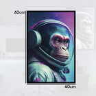 Quadro Astronauta Macaco Moldura Cx Alta 40x60cm - Moldura Pr