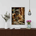 Quadro Atelier De Costura Retrô - Gatinha 45x34cm Moldura Bra