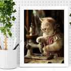 Quadro Atelier De Costura Vintage - Gatinha 33x24cm - Com Vid