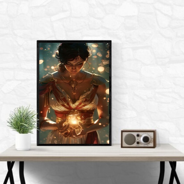 Quadro Atena Deusa Da Guerra E Da Sabedoria 45x34cm - Com Vid