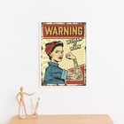 Quadro Atenção Mulheres Trabalhando 24x18cm Moldura Branca