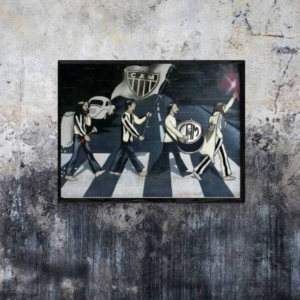 Quadro Atlético Abbey Road 45x34cm - Com Vidro Moldura:madeir