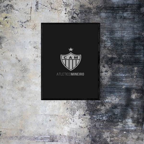 Quadro Atlético Mg 24x18cm - Com Vidro Moldura:madeira Preta