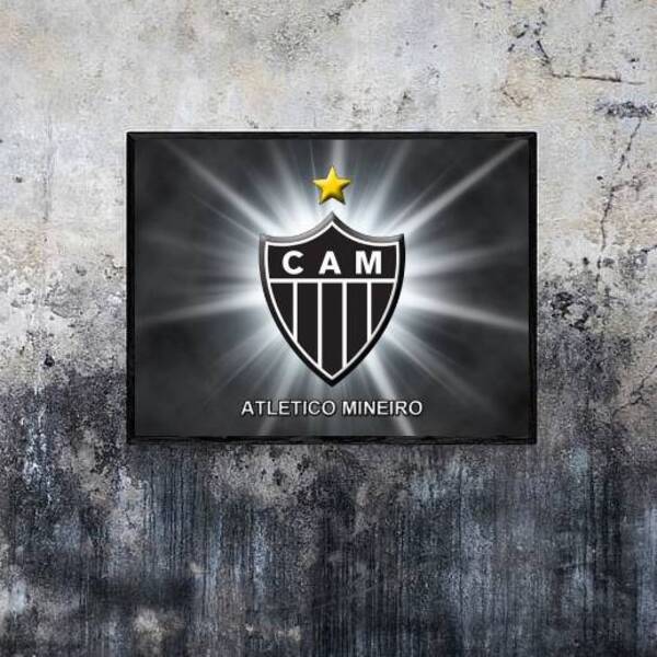 Quadro Atlético Mg Escudo Horizontal 33x24cm - Com Vidro Mold
