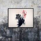 Quadro Atlético Mg Galo Estilo Aquarela 24x18cm - Com Vidro M