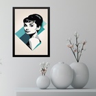 Quadro Audrey Hepburn Geométrico 45x34cm Moldura Branca