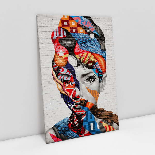 Quadro Audrey Hepburn Street Art - 1 Tela
