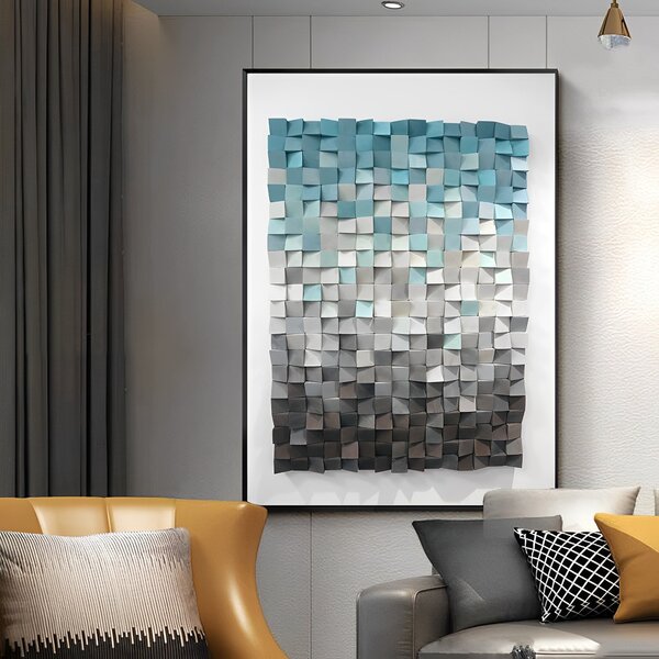 Quadro Azul 3d Effect -- Br Artes Pequeno 60x40