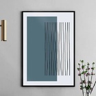 Quadro Azul Petróleo Abstrato Linhas 45x34cm - Com Vidro Mold