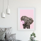 Quadro Baby Elefante Bubble Gum - 60x48cm Moldura:madeira Bra
