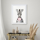 Quadro Baby Zebra Bubble Gum - 60x48cm Moldura:madeira Branca