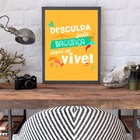 Quadro Bagunça Fundo Amarelo 24x18cm Moldura:madeira Branca