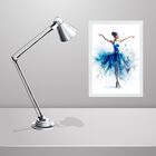 Quadro Bailarina Azul - Aquarela 33x24cm - Com Vidro Moldura