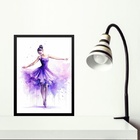 Quadro Bailarina Lilás- Aquarela 33x24cm Moldura Preta