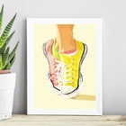 Quadro Bailarina Moderna - Tênis 24x18cm - Com Vidro Moldura: