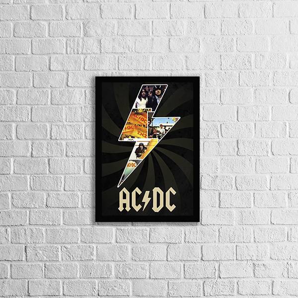 Quadro Banda Ac Dc 24x18cm Moldura:madeira Preta