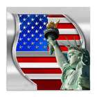 Quadro Bandeira  Nova York Vermelho E Azul 45x45cm