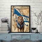 Quadro Bandeira De Israel - Leão 45x34cm Moldura:madeira Bran