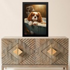 Quadro Banheiro Cão Charles Spaniel 45x34cm - Com Vidro Moldu