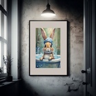 Quadro Banheiro Coelhinha - 60x48cm Moldura Preta