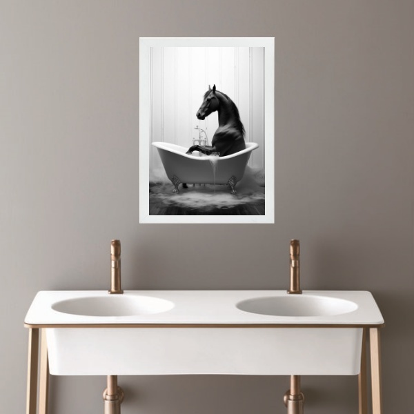 Quadro Banheiro Coleção Animais - Cavalo 45x34cm Moldura:made