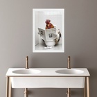 Quadro Banheiro Coleção Animais - Galo 24x18cm - Com Vidro Mo