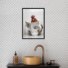 Quadro Banheiro Coleção Animais - Galo 24x18cm - Com Vidro Mo