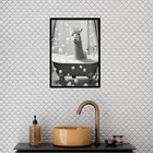 Quadro Banheiro Coleção Animais - Lhama 24x18cm Moldura:madei