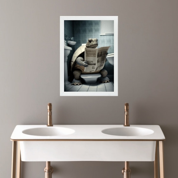 Quadro Banheiro Coleção Animais - Tartaruga 45x34cm - Com Vid