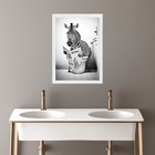 Quadro Banheiro Coleção Animais - Zebra 33x24cm - Com Vidro M