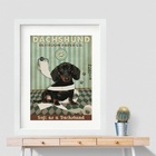 Quadro Banheiro Dachshund - 60x48cm Moldura:madeira Branca