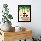 Quadro Banheiro Dachshunds Na Banheira 24x18cm - Com Vidro Mo