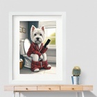 Quadro Banheiro Divertido Cachorrinho - 60x48cm Moldura:madei