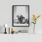 Quadro Banheiro Elefantinho - Hora Do Banho 45x34cm - Com Vid