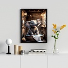 Quadro Banheiro Elefantinho Tomando Banho 33x24cm - Com Vidro