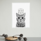 Quadro Banheiro Gatinho Papel Higiênico 33x24cm Moldura Branca