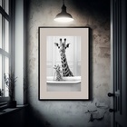 Quadro Banheiro Girafinhas - 60x48cm Moldura Preta