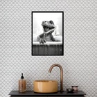 Quadro Banheiro Infantil - Dinossauro 45x34cm Moldura:madeira