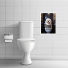 Quadro Banheiro Maltês No Vaso Lendo Jornal 24x18cm Moldura P