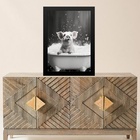 Quadro Banheiro Porquinho No Banho 24x18cm Moldura Branca