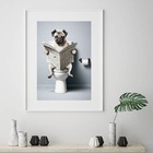 Quadro Banheiro Pug - 60x48cm Moldura Branca