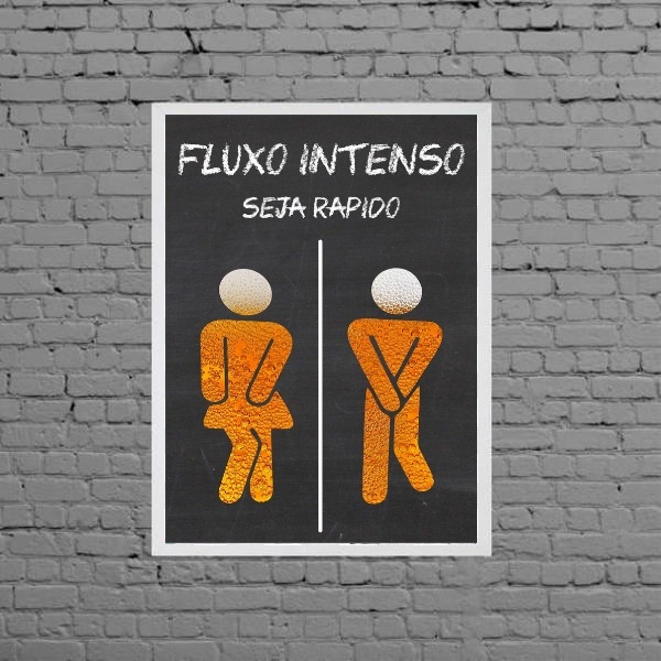 Quadro Banheiro Unissex Bar Fluxo Intenso 45x34cm Moldura:mad