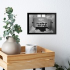 Quadro Banheiro Vacas Tomando Banho 33x24cm - Com Vidro Moldu