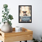 Quadro Banheiro Vaquinha Bolhas Sabão 33x24cm - Com Vidro Mol