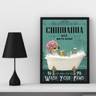 Quadro Banheiro Vintage Chihuahua 33x24cm Moldura Branca