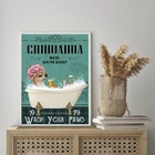 Quadro Banheiro Vintage Chihuahua 45x34cm Moldura Preta