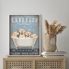 Quadro Banheiro Vintage Labrador 24x18cm Moldura Preta